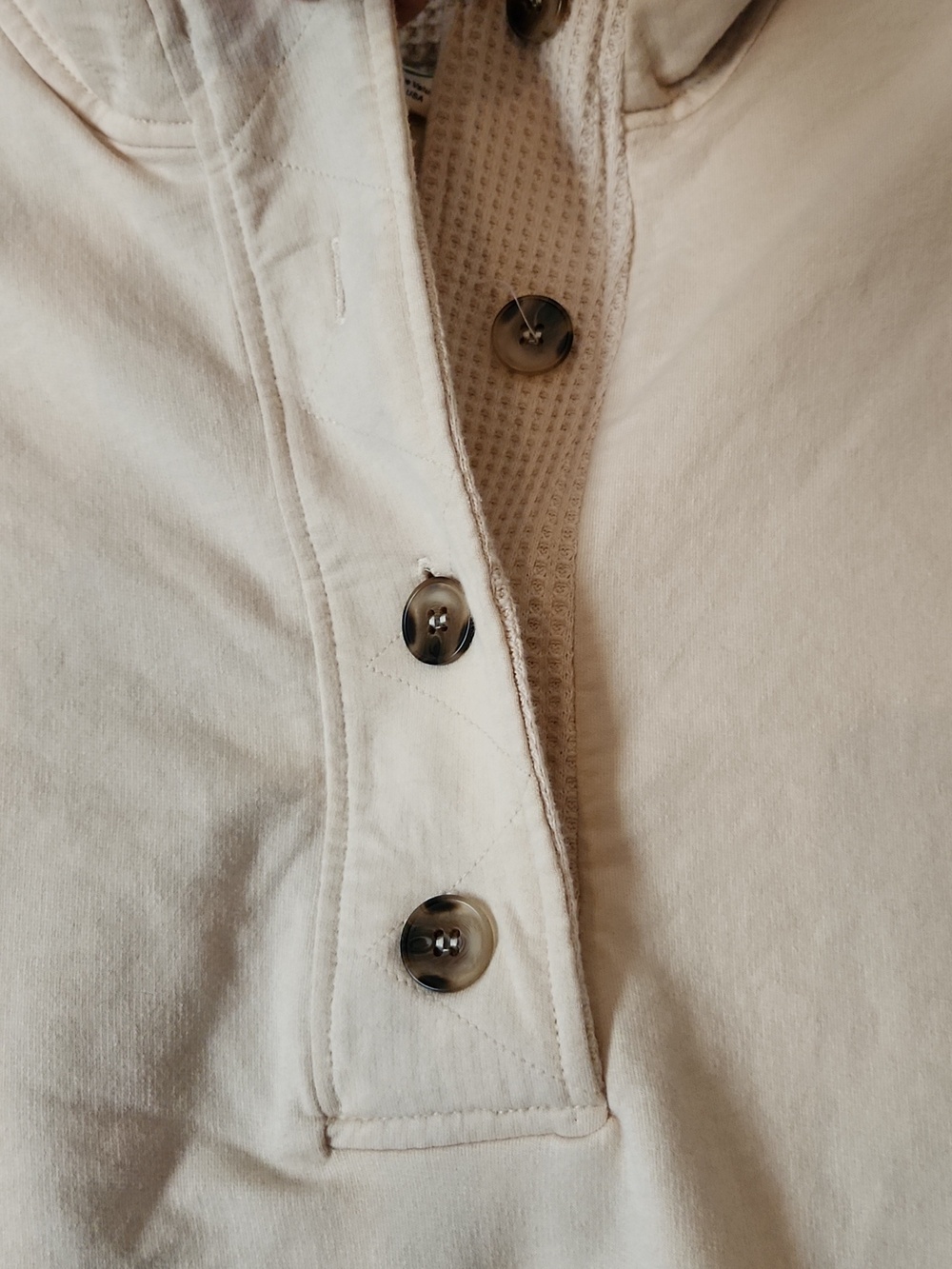 New-In Beige Button-Up Pullover - Picture 3 of 7